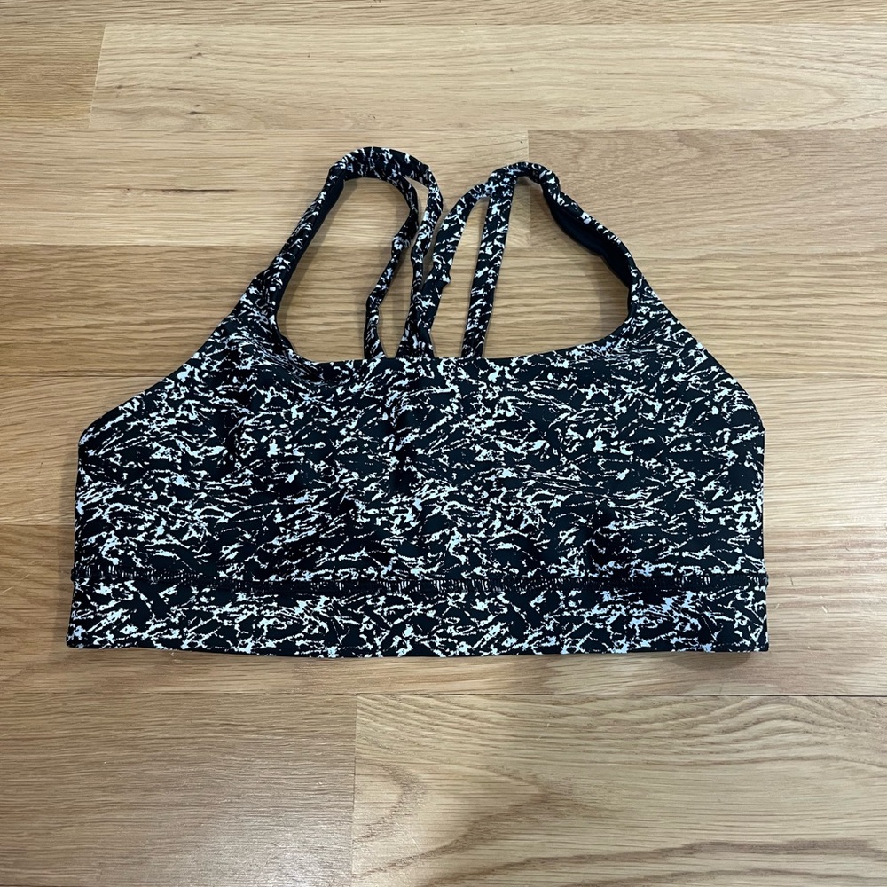 Lulu Lemon Black & White Marble Energy Sports Bra